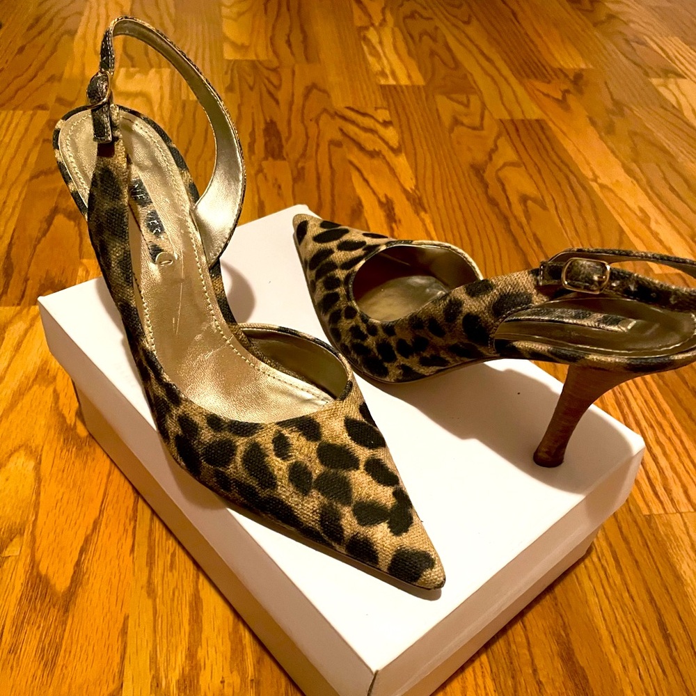 Nine West Pointy Toe Leopard Pumps